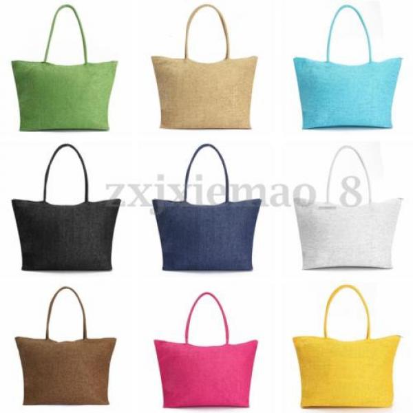 US Women Summer Straw Weave Shoulder Lady Beach Purse Handbag Tote Shopping Bag #2 image