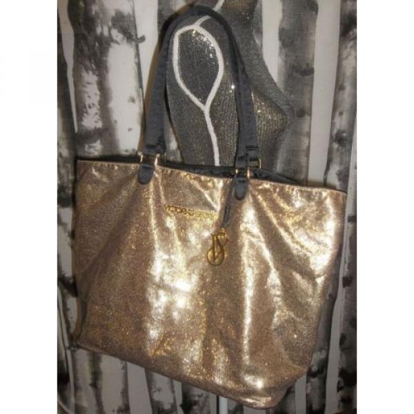 Victoria&#039;s Secret Gold Fantasy Glitter Handbag Purse Large Beach Tote Bag RARE #1 image