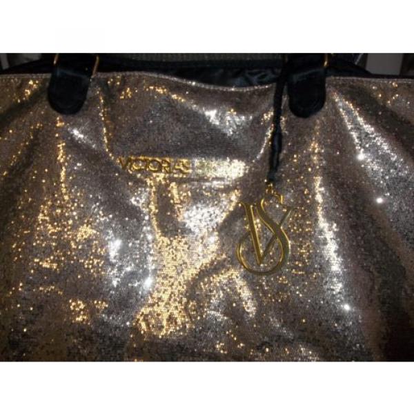 Victoria&#039;s Secret Gold Fantasy Glitter Handbag Purse Large Beach Tote Bag RARE #2 image
