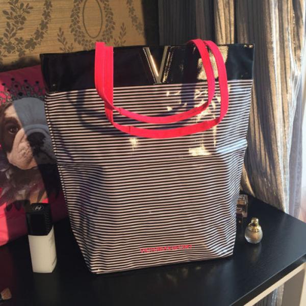 Victoria&#039;s Secret Black &amp; White Striped Beach Shoulder Bag Tote Bag LARGE #3 image