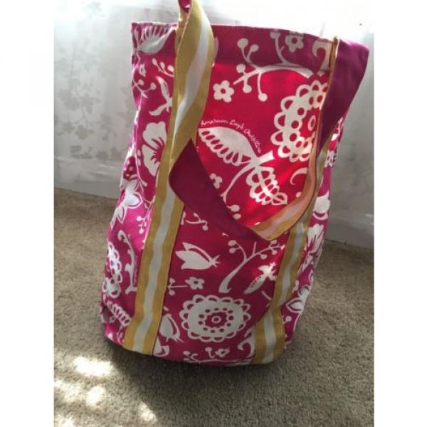American Eagle Outfitters Pink Yellow floral Canvas Tote Beach Book Bag Spring #2 image