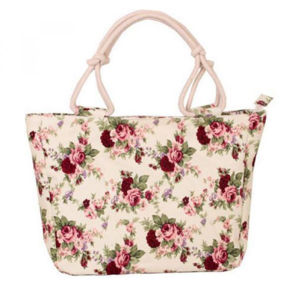 2016 Canvas Handbags Fashion Flower Print Stripes Large Beach Bags Shoulder Bag #2 image