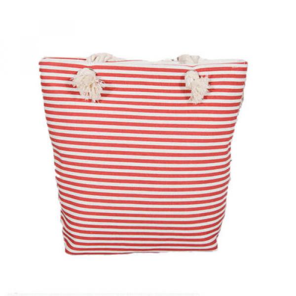 Spring Summer Fun Beach Bunny Bag Canvas Satchel Casual Striped Shopping Bag #4 image