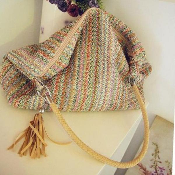 Fashion Women Colorful Vintage Straw Tote Bag Handbag Summer Beach Shopping New #1 image