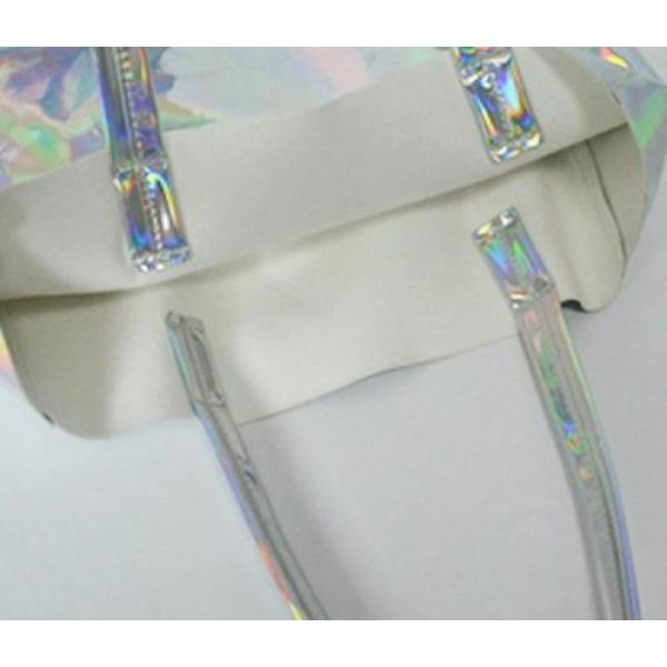 Holographic Women Handbag Laser Silver Hologram Shoulder Bag Big Beach Purse New #5 image