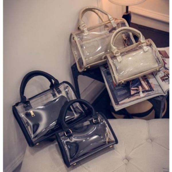 2-pieces Women Jelly Beach Bag Shoulder Handbag Transparent Messenger Bag Wallet #2 image