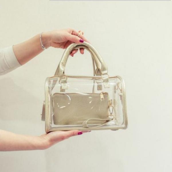 2-pieces Women Jelly Beach Bag Shoulder Handbag Transparent Messenger Bag Wallet #4 image