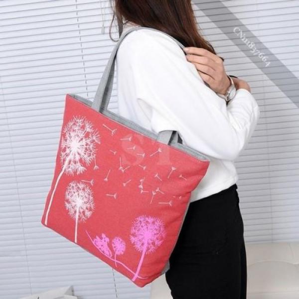 Women Girls Shoulder Bag Print  Zipper Closure Shopping Beach Tote Bag #4 image