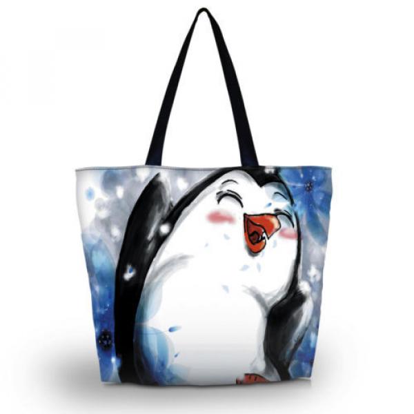 Cute Penguin Printed Beach Tote Shoulder Bag Purse Handbag Travel School Bag #1 image