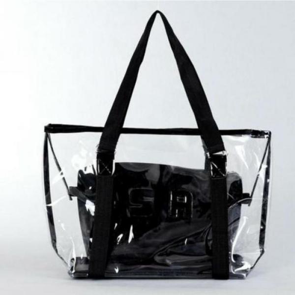 Summer Beach Bag Women Large Clear Transparent Shoulder Handbag Black Tote Purse #5 image