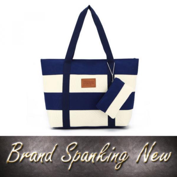 Women Beach Canvas Top-Handle Bag Fashion Stripes Printing Handbags Ladies louis #1 image