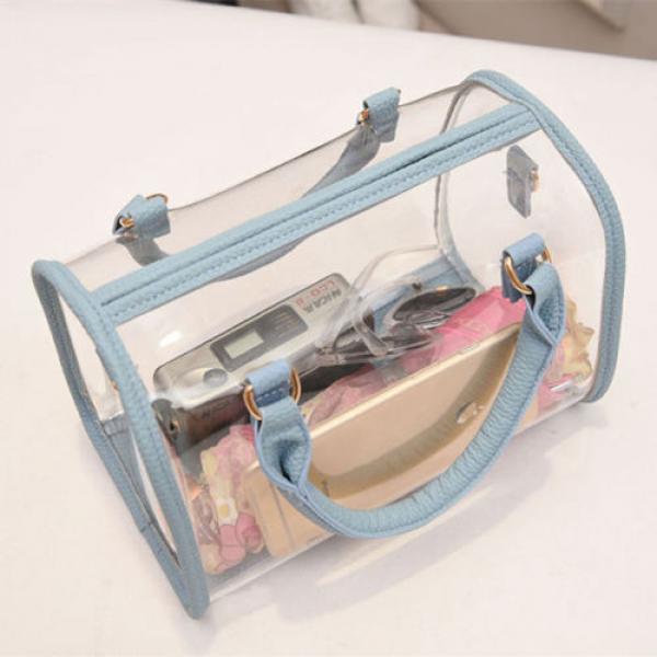 2-pieces Women Jelly Beach Bag Shoulder Handbag Transparent Messenger Bag Wallet #1 image