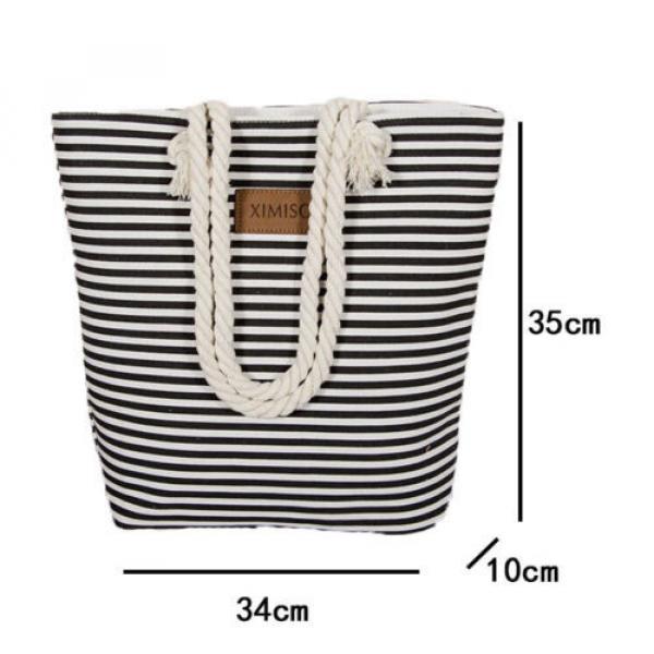 Beach Bags Leisure Summer Canvas Shopper Shoulder Bag Striped Big Capacity New #4 image