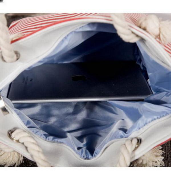 Beach Bags Leisure Summer Canvas Shopper Shoulder Bag Striped Big Capacity New #5 image