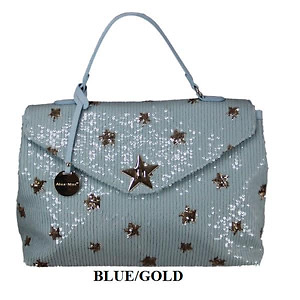Beautiful NEW summer beach baby Blue sequin Gold Stars Large Bag #1 image