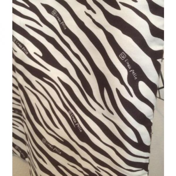LINEA PELLE Brown &amp; Ivory Canvas Zebra Print Shopper Tote High Fashion Beach Bag #3 image