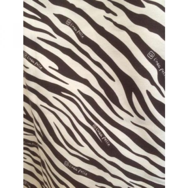 LINEA PELLE Brown &amp; Ivory Canvas Zebra Print Shopper Tote High Fashion Beach Bag #4 image
