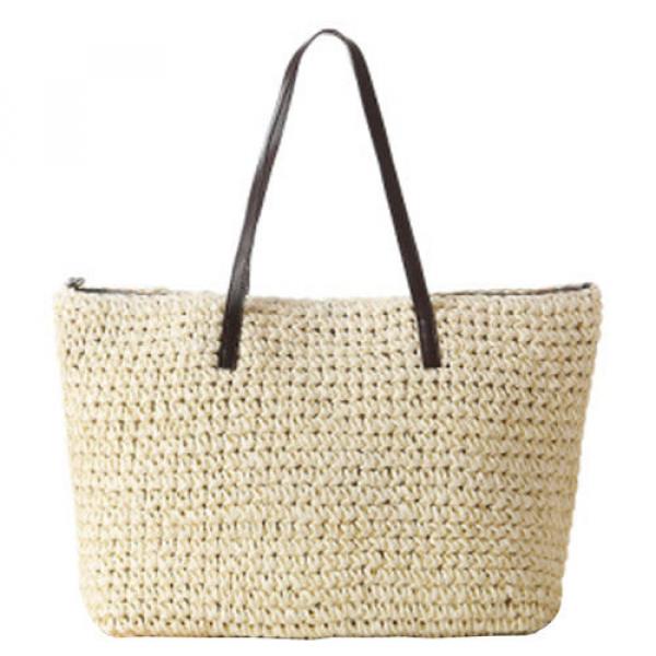 Women&#039;s Classic Straw Summer Beach Sea Bay Shoulder Bag Handbag Tote Purse #1 image