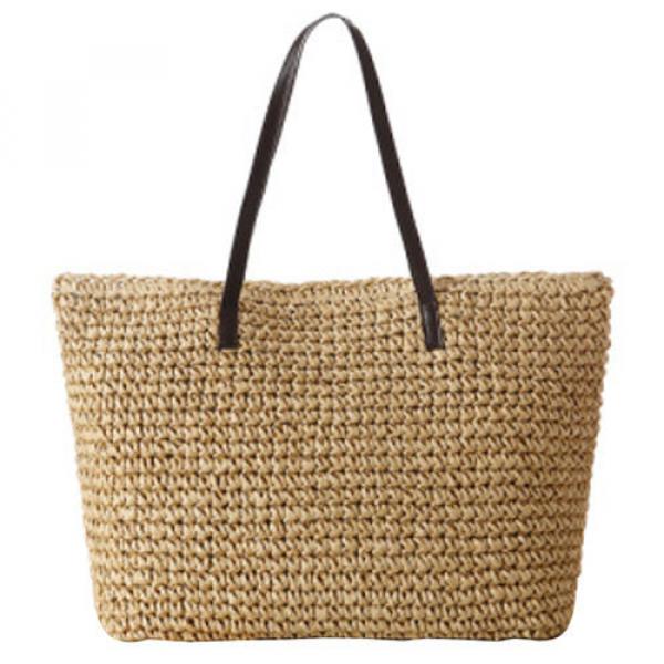 Women&#039;s Classic Straw Summer Beach Sea Bay Shoulder Bag Handbag Tote Purse #4 image