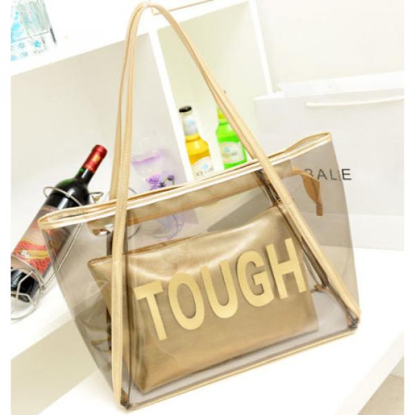 Women Jelly Clear Transparent Handbag Letter Print Beach Shoulder Bags Purse #1 image