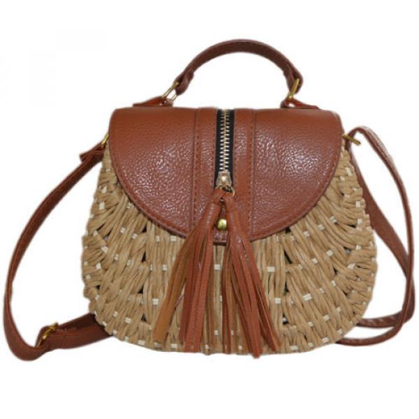 Women Summer Beach Straw Weave Shoulder Handbag Messenger Cross Body Tote Bag #3 image
