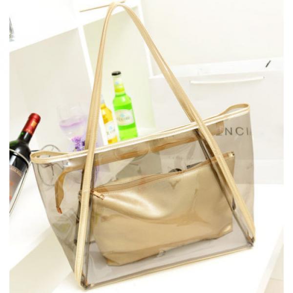 Women Jelly Clear Transparent Handbag Letter Print Beach Shoulder Bags Purse #4 image