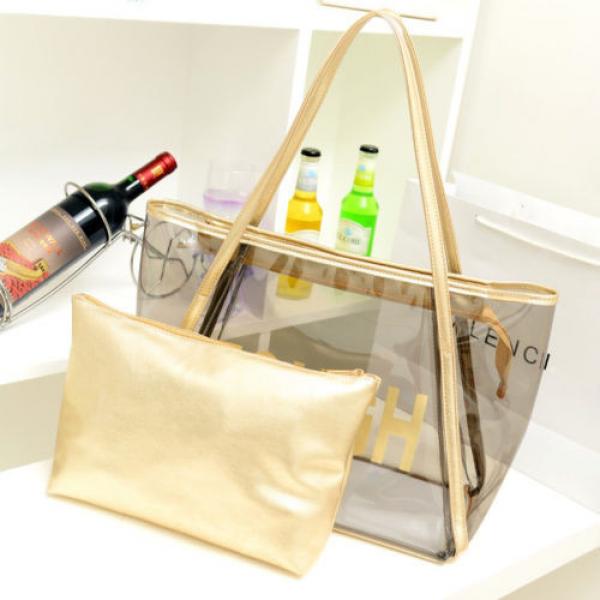 Women Jelly Clear Transparent Handbag Letter Print Beach Shoulder Bags Purse #5 image