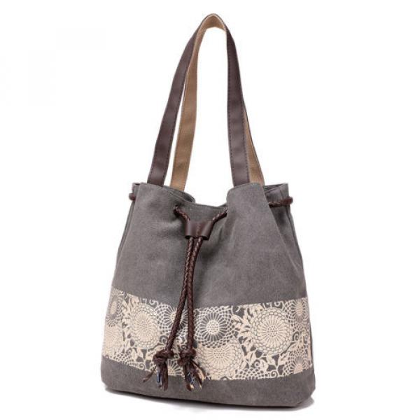 New Women Floral Canvas Bucket Casual Shoulder Bag Beach Bags Shopping Handbags #2 image