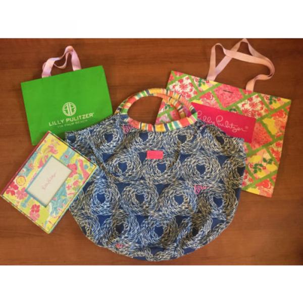 NWOT Lot 5 Lily Pulitzer Items- Picture Frame, Beach Tote, 2 Bags Palm Beach FL #1 image