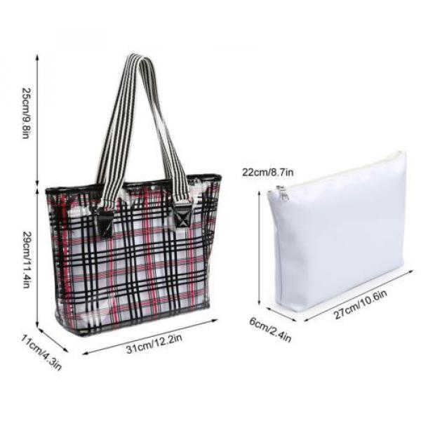 Lady&#039;s Semi-clear Check Pattern Handbag PVC Beach Shoulder Bag &amp; Cosmetic Bag #4 image