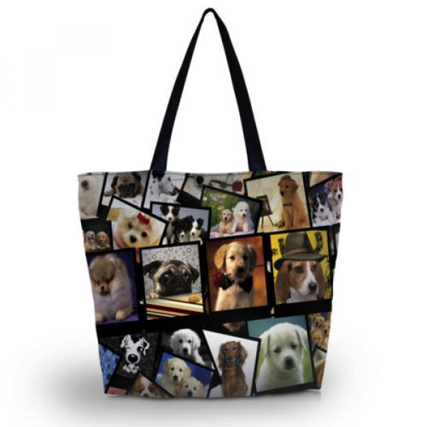 Dogs Shopping Tote Beach Travel School Shoulder Zipper Bag Women Hobo Handbag #1 image