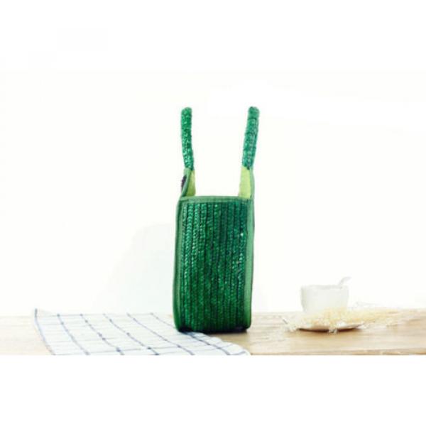 Women Straw Weave Green Frog Tote Purse Handmade Clutch Beach Bag Handbag New #3 image