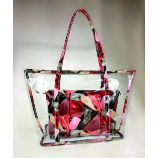 Floral Print Woman Handbag Jelly Clear Transparent Beach Shoulder Bag Tote Purse #4 image