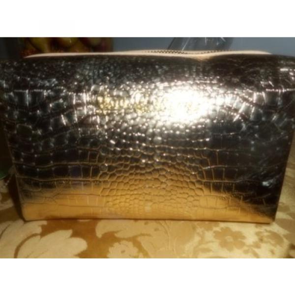 LILLY PULITZER GOLD METALLIC  Large Palm Beach Travel Cosmetic Bag NWT #2 image