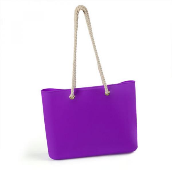 Women Silicone Bag Casual Tote Beach Purses Candy Color Silica Gel Handbag #3 image