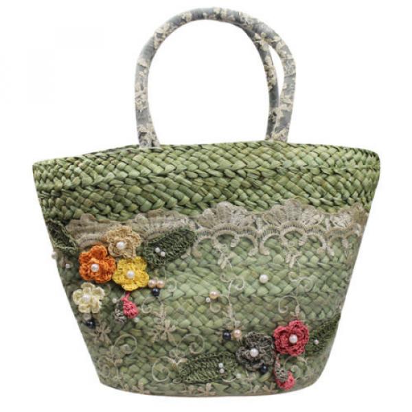 Women Summer Beach Straw Lace Beads Shopping Purse Tote Shoulder Bag Handbag #1 image