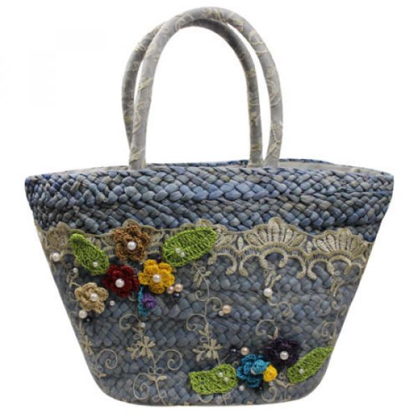 Women Summer Beach Straw Lace Beads Shopping Purse Tote Shoulder Bag Handbag #2 image
