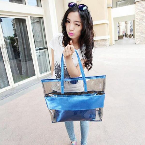 Fashion Womens Transparent Clear Tote Jelly Candy Handbag Beach Bag for Lady NEW #4 image