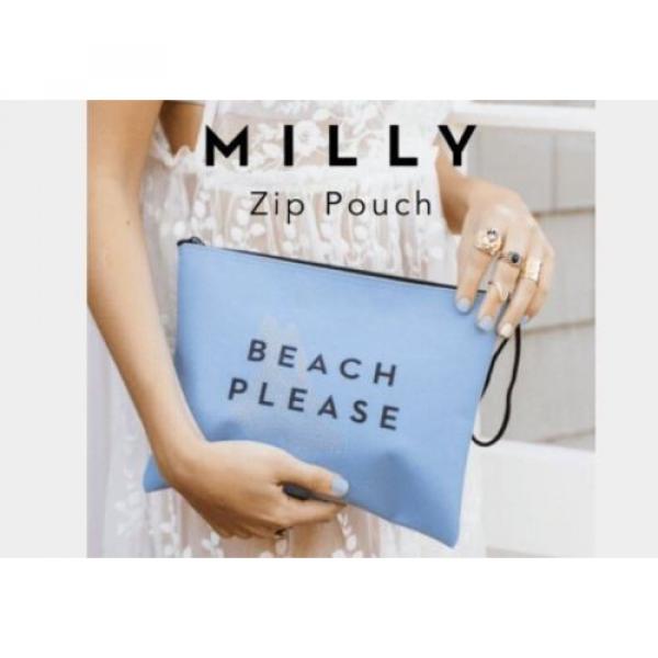 MILLY Zip Pouch Clutch Bag Blue &#034;Beach Please&#034;  - FabFitFun (NWT) #1 image