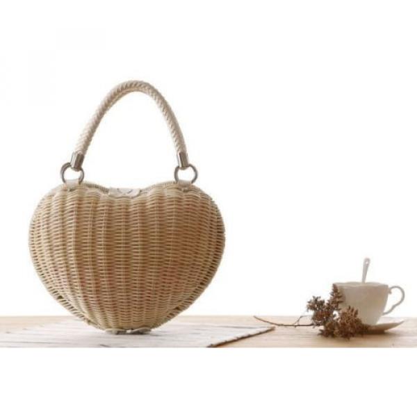 New Fashion Women Summer  Beach Tote Messenger Bag Handbag Straw Bag heart shape #4 image