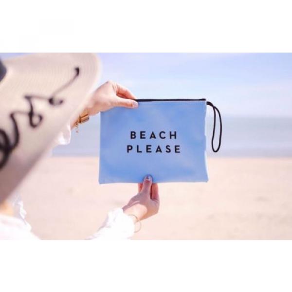 MILLY Zip Pouch Clutch Bag Blue &#034;Beach Please&#034;  - FabFitFun (NWT) #3 image