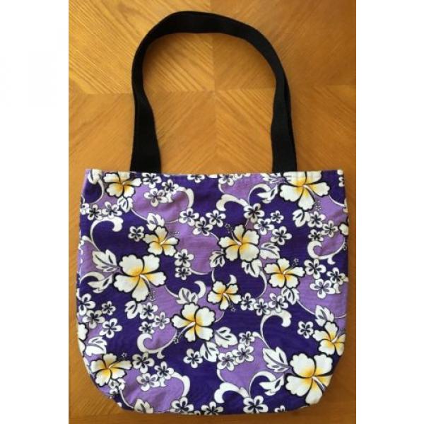 Reversible Purple/Gray Hawaiian Print Tote Beach Bag 15&#034;x16&#034; #2 image