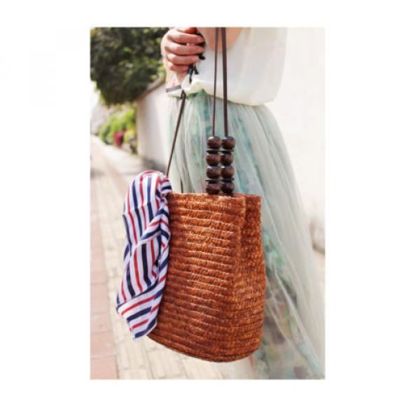 Summer Style Rattan Straw Women Beach Bag For Travel Large Handbag (With Scarf) #2 image