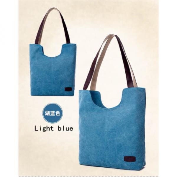 Canvas Handbag Women Casual Tote Shoulder Bags Solid Bucket Crossbody Beach Bags #2 image