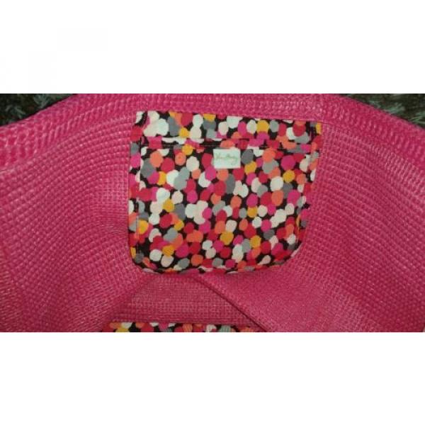 Vera Bradley Pixie Confetti Straw Beach Tote Shoulder Bag Large Purse Pink Palm #3 image
