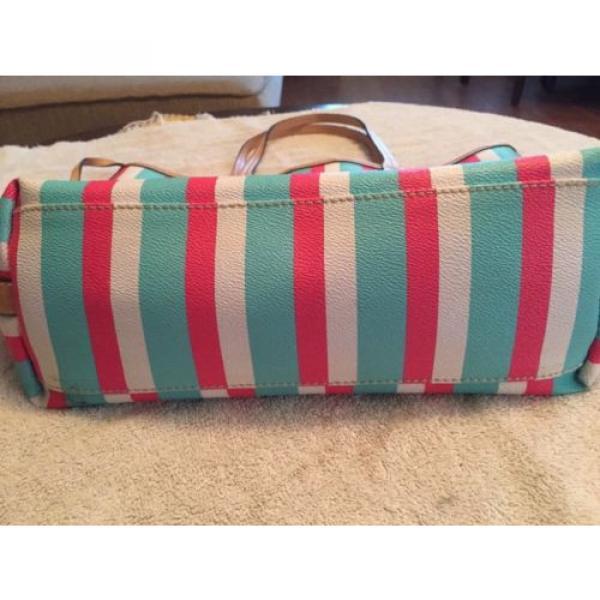 Guess Large Striped Vinyl Tote Beach Bag Travel Weekender With Cosmetic Bag #4 image