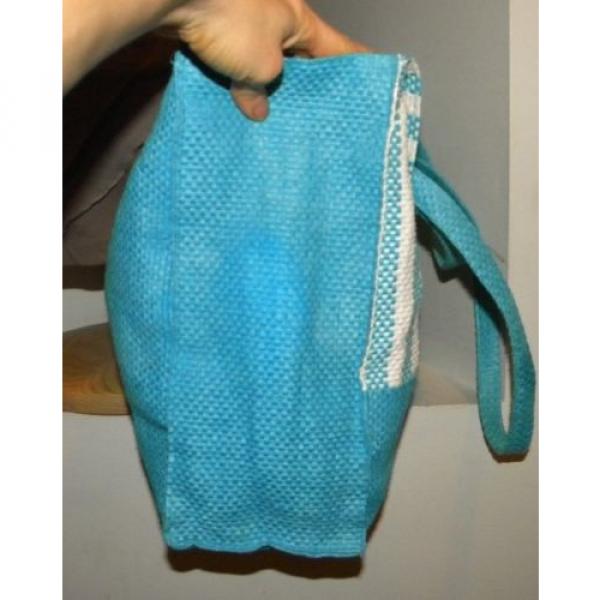 Pretty! Bright Turquoise Blue &amp; White Stripe Summer Tote/Shopper/Beach-Pool bag. #5 image