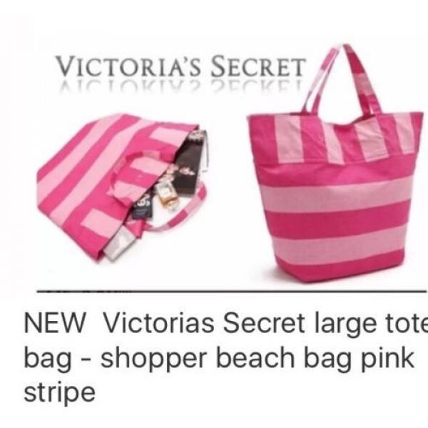 NEW  Victorias Secret large tote bag - shopper beach bag pink stripe #2 image