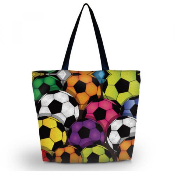 Football Women Beach Tote Shoulder Bag Purse Handbag Travel School Folding Bag #1 image