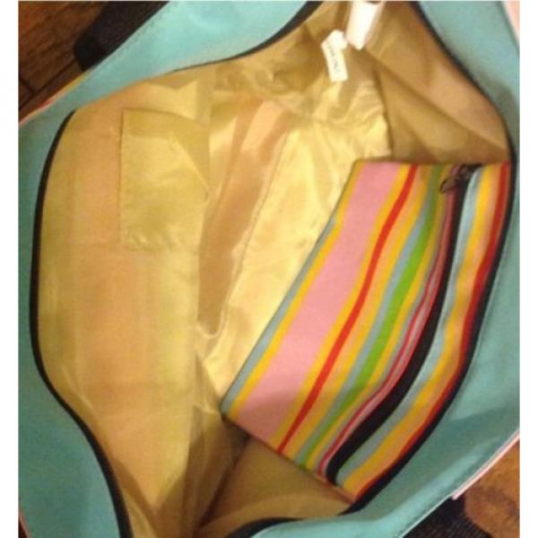 Vincelli Multi Stripe Beach Bag Zipper Closure Shopper Tote Nylon Purse #2 image